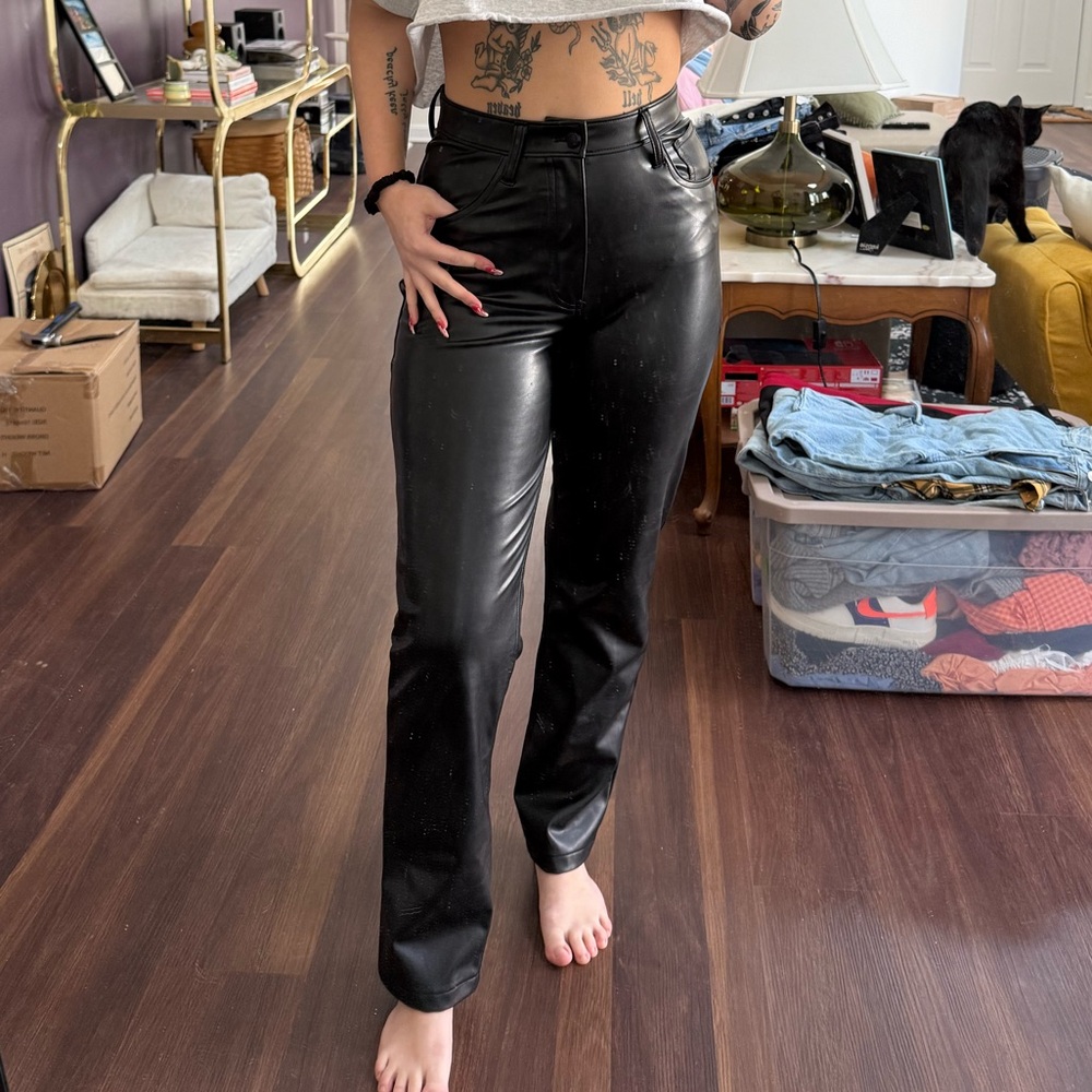 Abercrombie & Fitch Black Ultra High Rise Faux Leather Pants